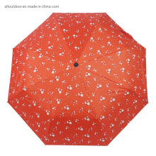 Flower Full Printing China Portable Small Umbrella Ladies Umbrella 3 Fold Umbrella